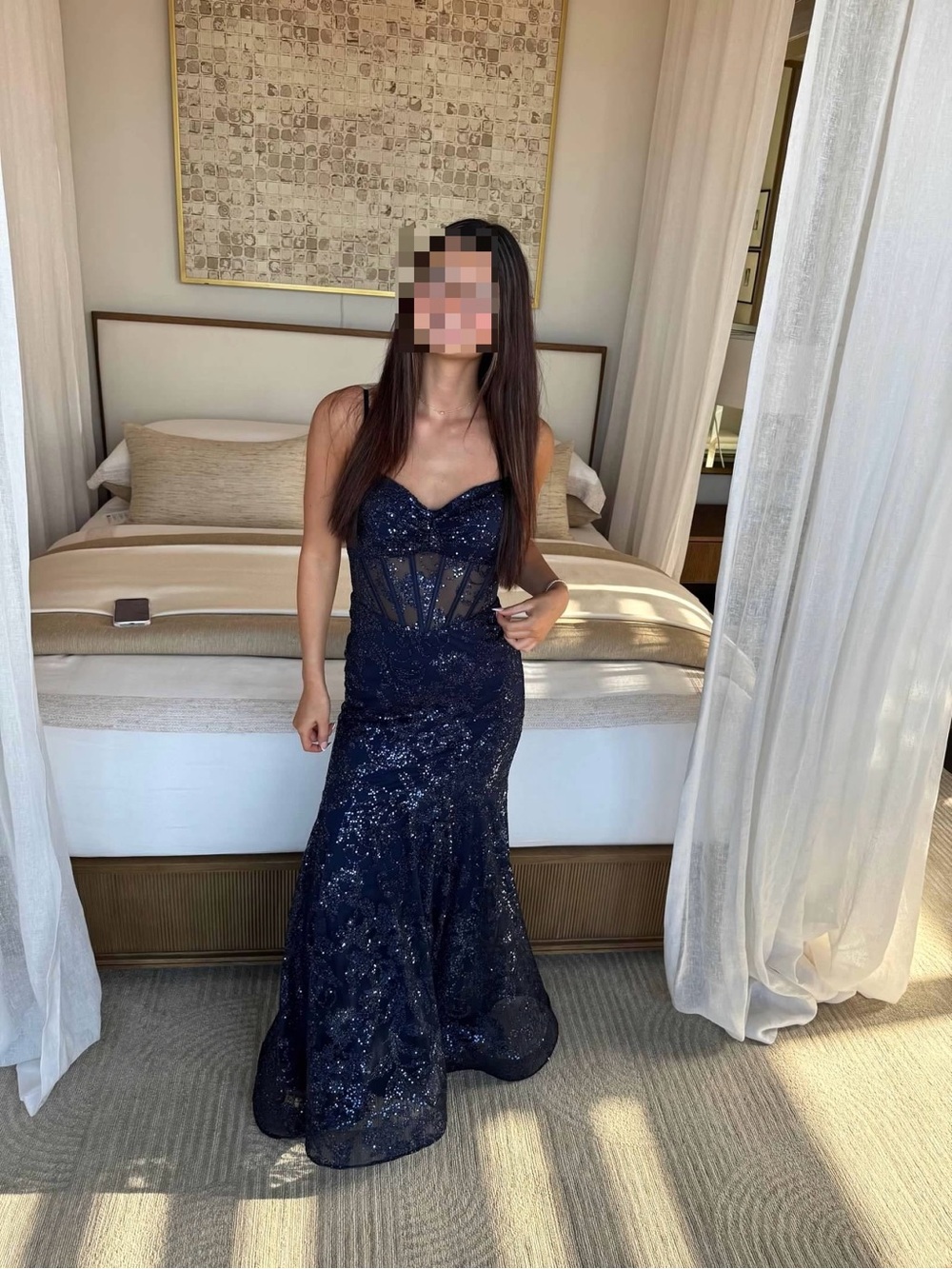 Womens Navy Blue Prom Gown
